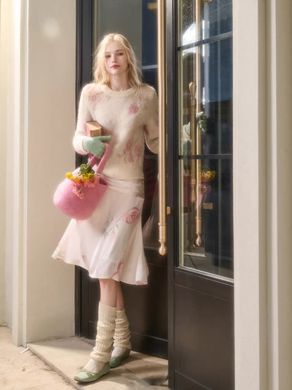 Wool-Blend Knit Top &amp; Skirt Set