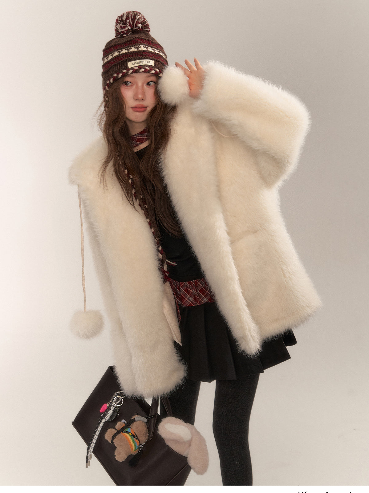 Short Hooded Faux Fur Coat