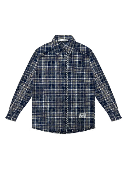 Lace-Trimmed Brushed Plaid Shirt