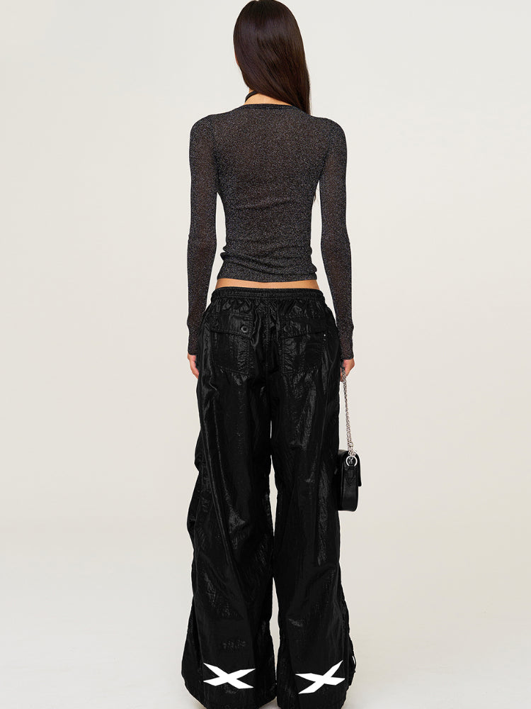 Embroidered Ultra-Light Wide-Leg Workout Pants - CHINASQUAD