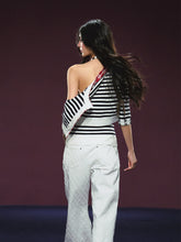 Contrast Stripe Halter Camisole Tank Top & Cardigan Set - CHINASQUAD