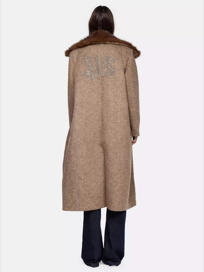Detachable Fur Collar Wool-Blend Coat