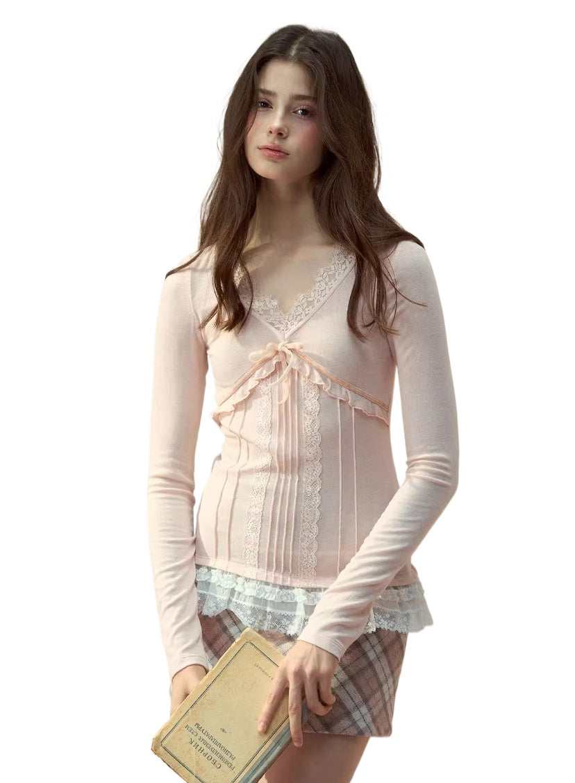 Lace Trim Tencel Wool Blouse - CHINASQUAD