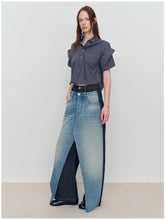 Spliced Fake Two-Piece Wide-Leg Jeans - CHINASQUAD
