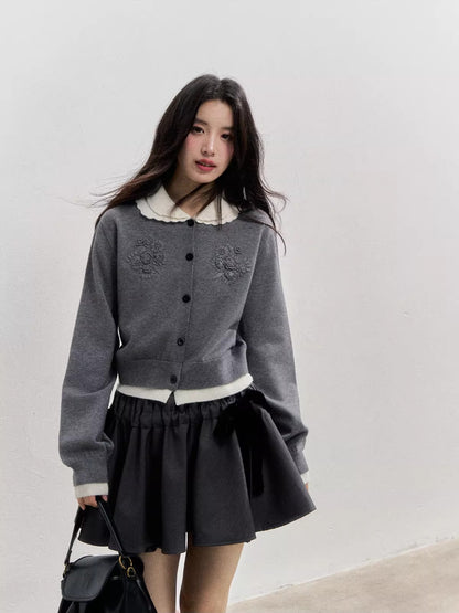 Crochet White Doll Collar Cardigan