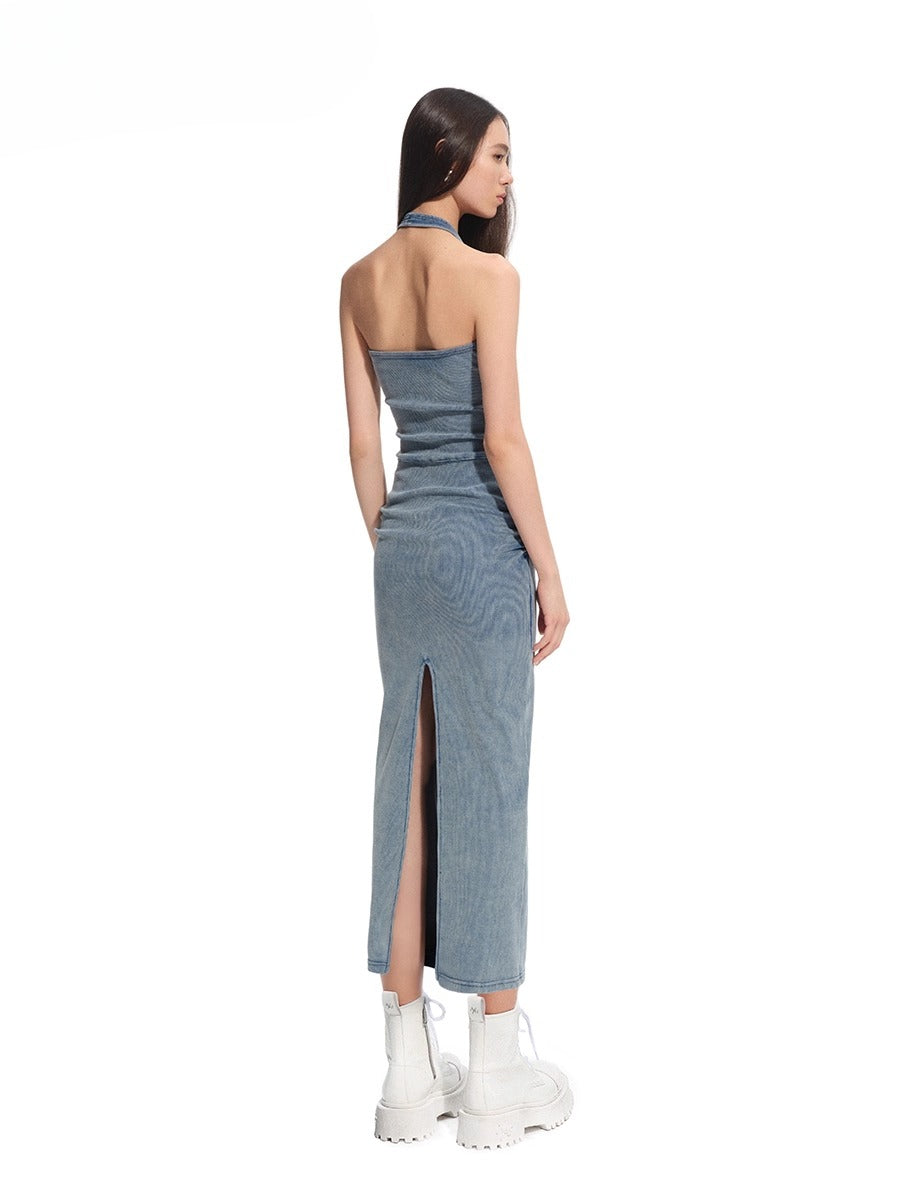 &quot;Feria Series&quot; Volcano V-Waist Pleated Halter Dress - CHINASQUAD