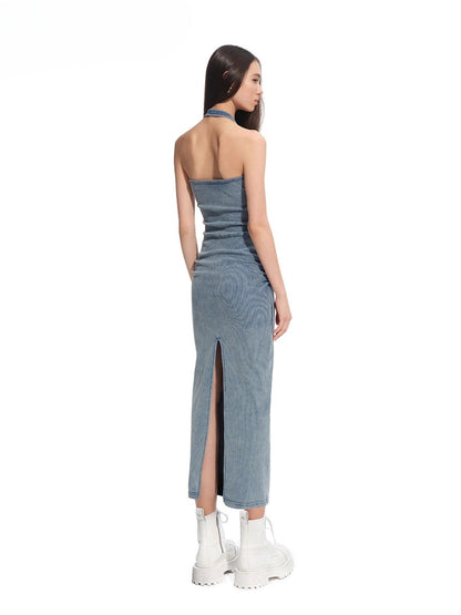 &quot;Feria Series&quot; Volcano V-Waist Pleated Halter Dress - CHINASQUAD