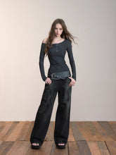 Heavy-Duty Distressed Wide-Leg Jeans - CHINASQUAD