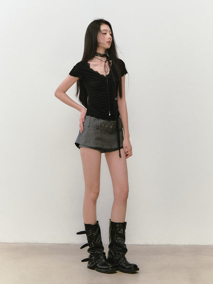 Belt Brand Embroidered Suit Skirt - CHINASQUAD