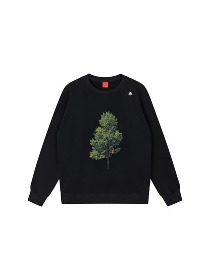 Loose Fit Printed Crew Neck Sweatshirt