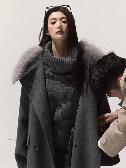 Vintage Cable-Knit Turtleneck Sweater