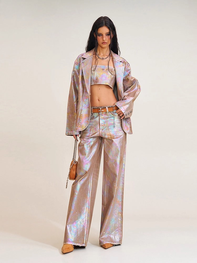 Iridescent Denim Blazer