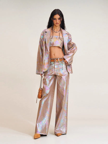 Iridescent Denim Blazer