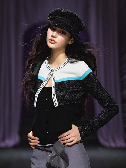 Sparkle Contrast Trim Knit Two-Piece Set