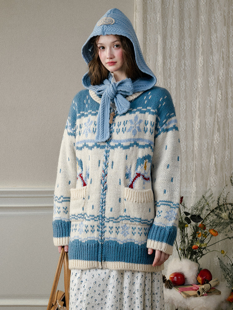 Nordic Island Wool Knitted Cardigan