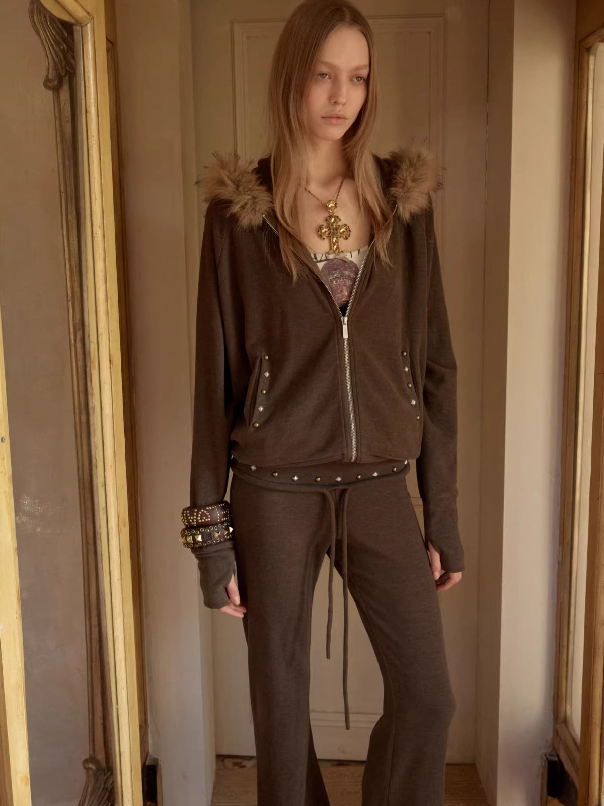 Batwing Hoodie &amp; Drawstring Flared Pants Set