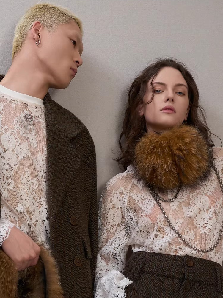 Raccoon Fur Metal-Logo Earmuffs