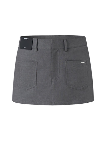 Wool Fold-Structure Low-waist Pencil Skirt