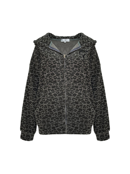 Brown &amp; Gray Leopard Print Coat