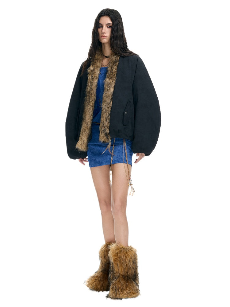 Oversized Waterproof Quilted Fur Collar Coat