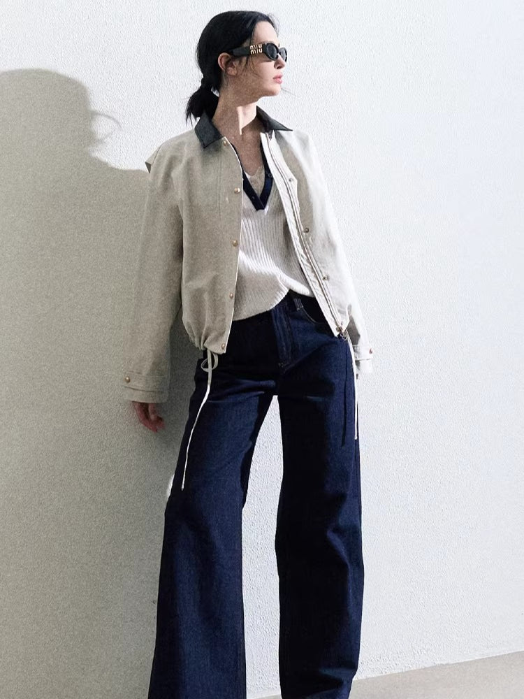 Vintage Intellectual-Style Relaxed Short Jacket