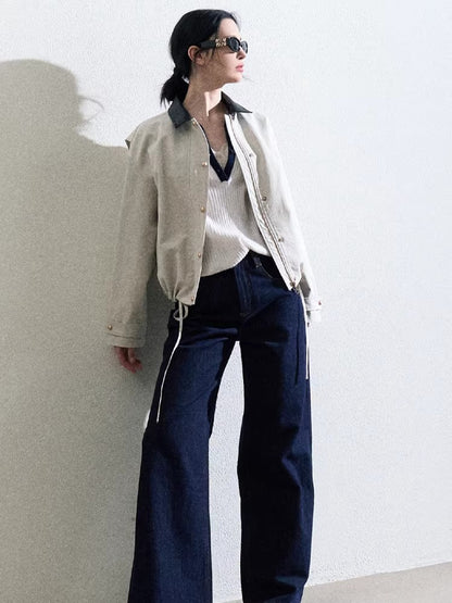 Vintage Intellectual-Style Relaxed Short Jacket