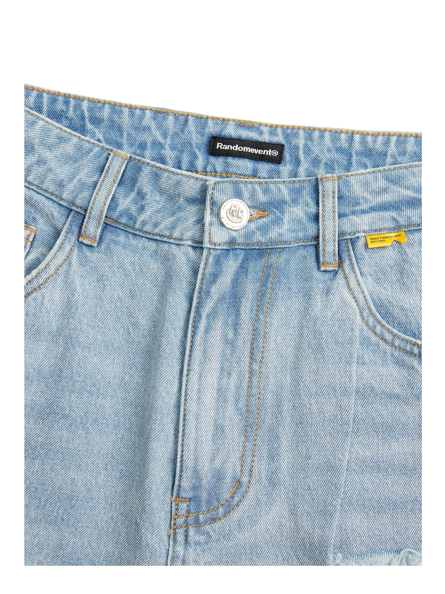 Asymmetric Patchwork Distressed Straight-Leg Jeans