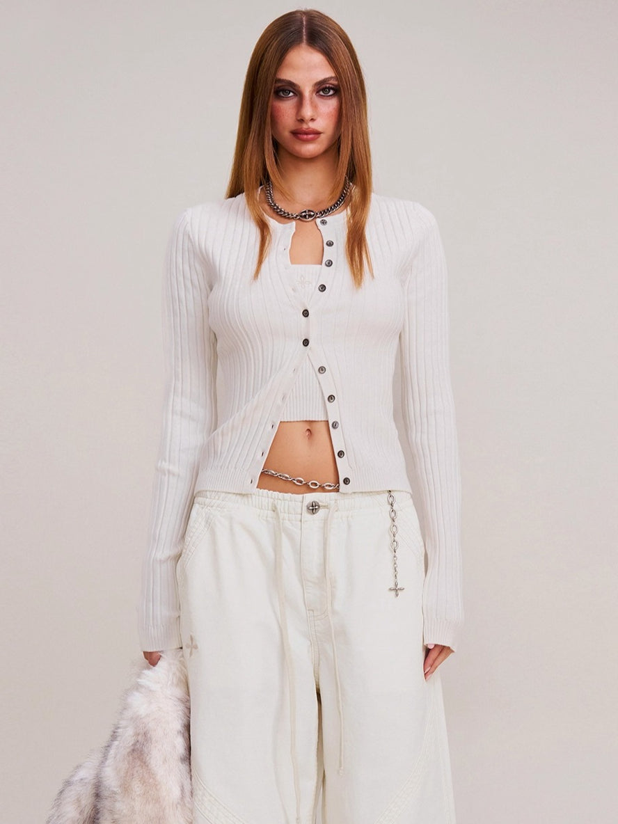 Wild Retro Ribbed Knit Cardigan