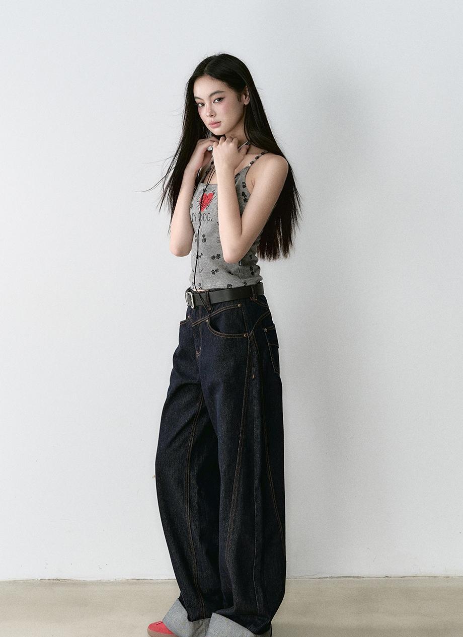 Structured Vintage-Dyed Jeans