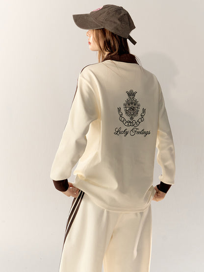 Bow Embroidered Sweatshirt &amp; Sweatpants Set