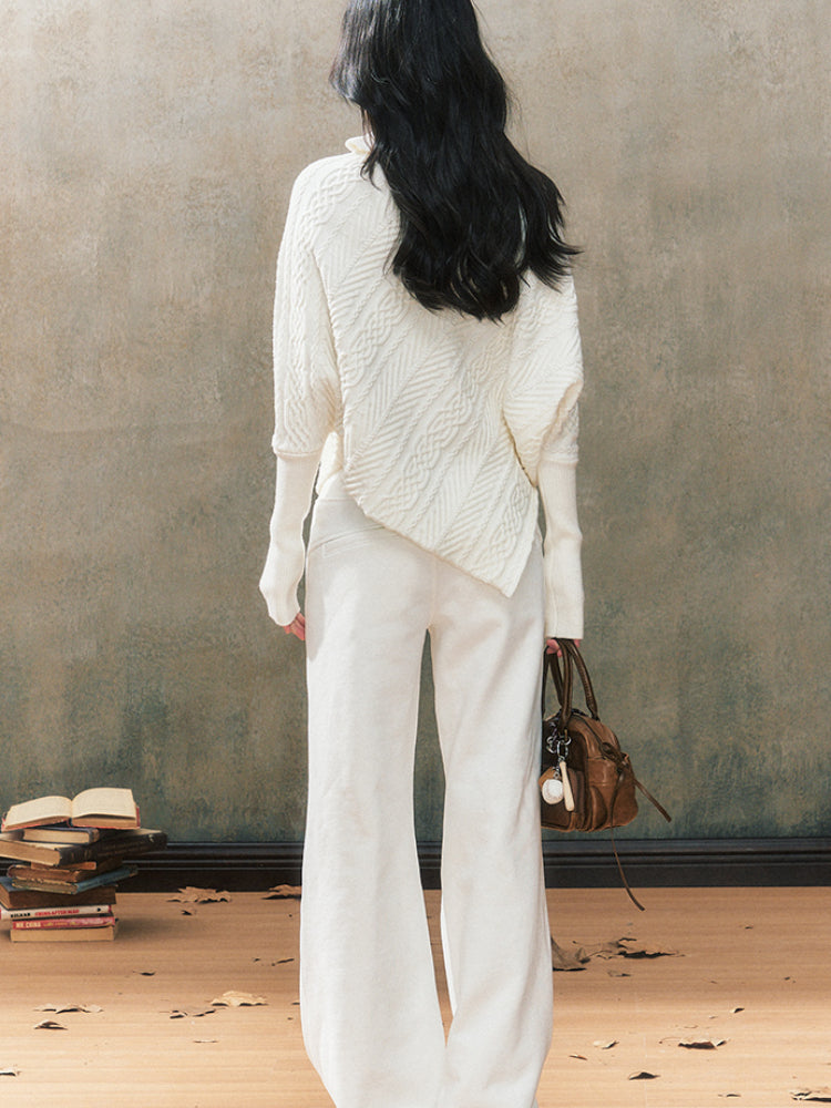 Two-Tone Round Neck Vintage Knit Sweater