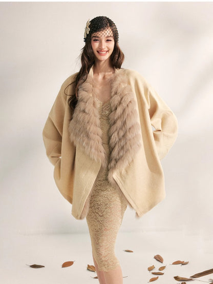 Fox Whisper Knit Fur Collar Cardigan Jacket