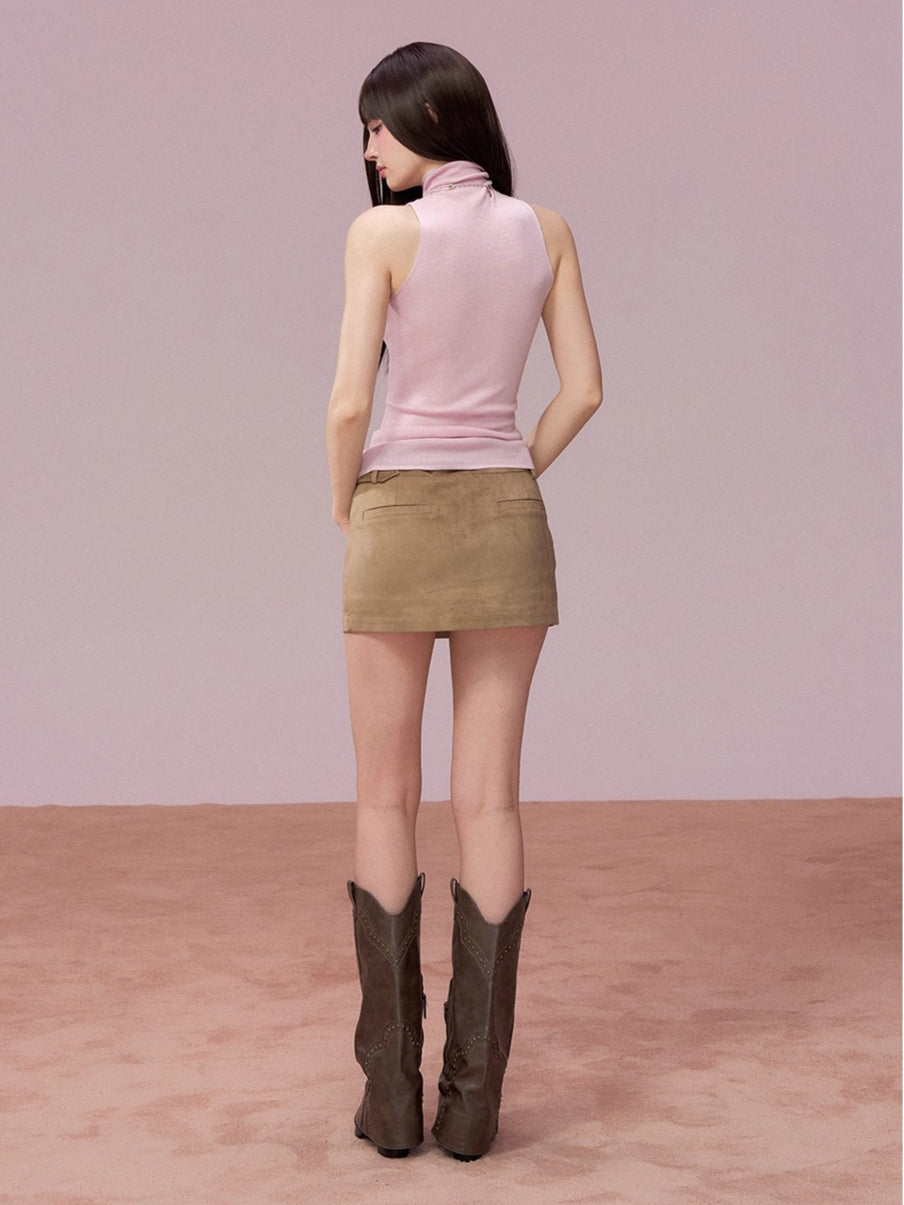 Sleeveless Silk-Blend Fitted Vest