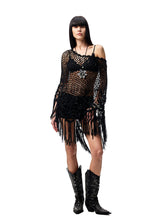 Hollow Out One-Piece Fringed Knit Shrug - CHINASQUAD