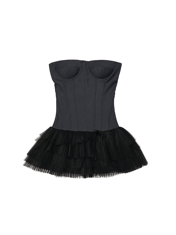 Boned Bustier Tulle Mini Dress