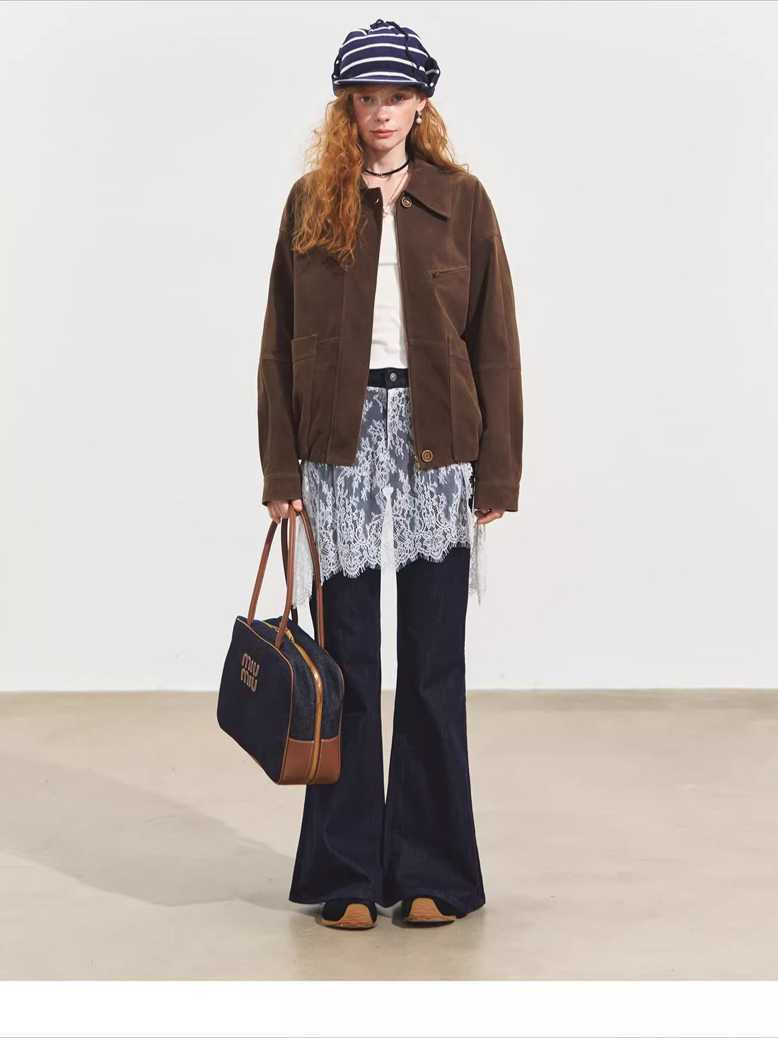 Suede Fog-Effect Oversized Jacket