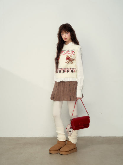 Fair Isle Deer Knit Tank Top