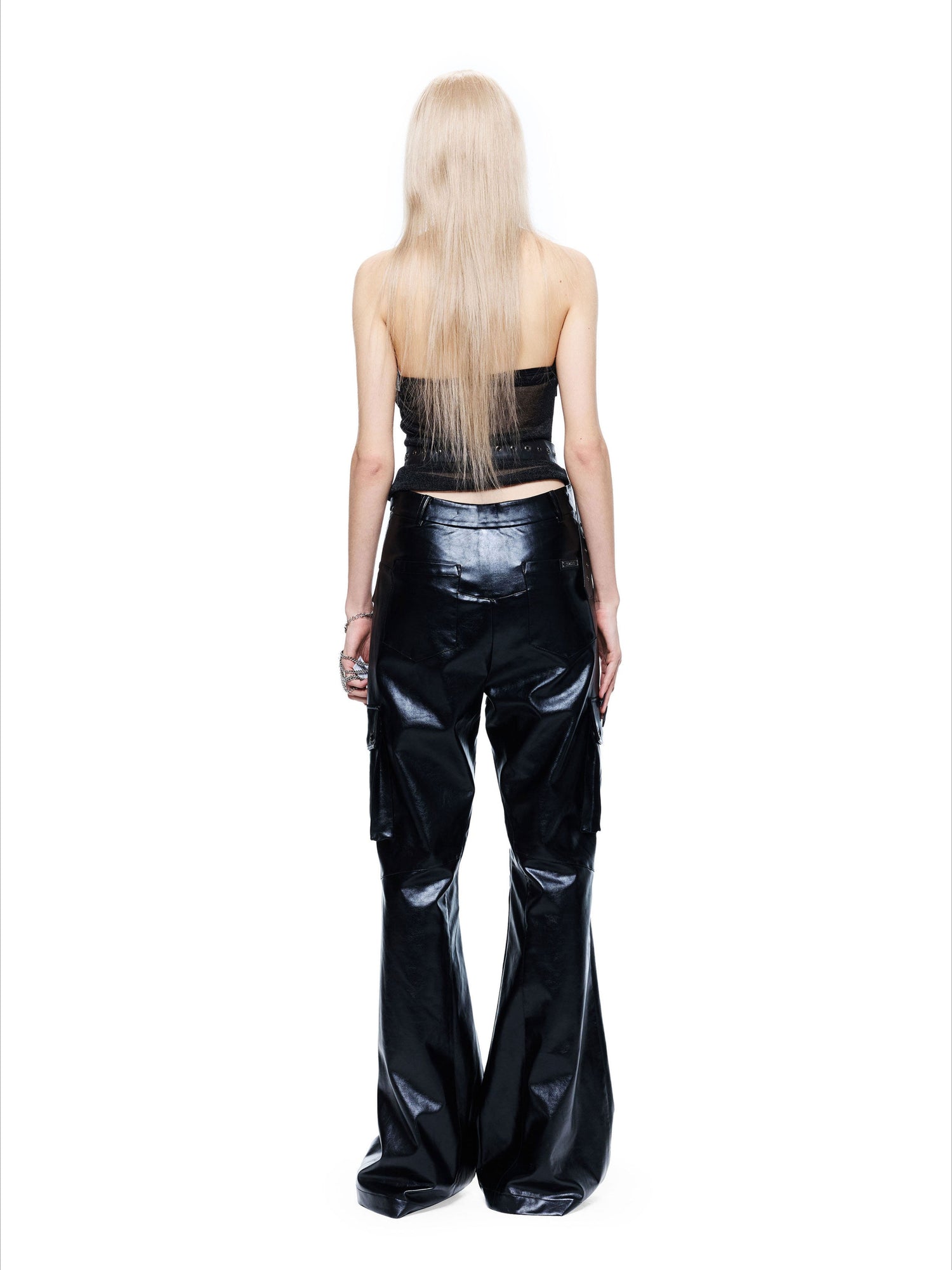 Grunge Oversized Faux Leather Cargo Pants