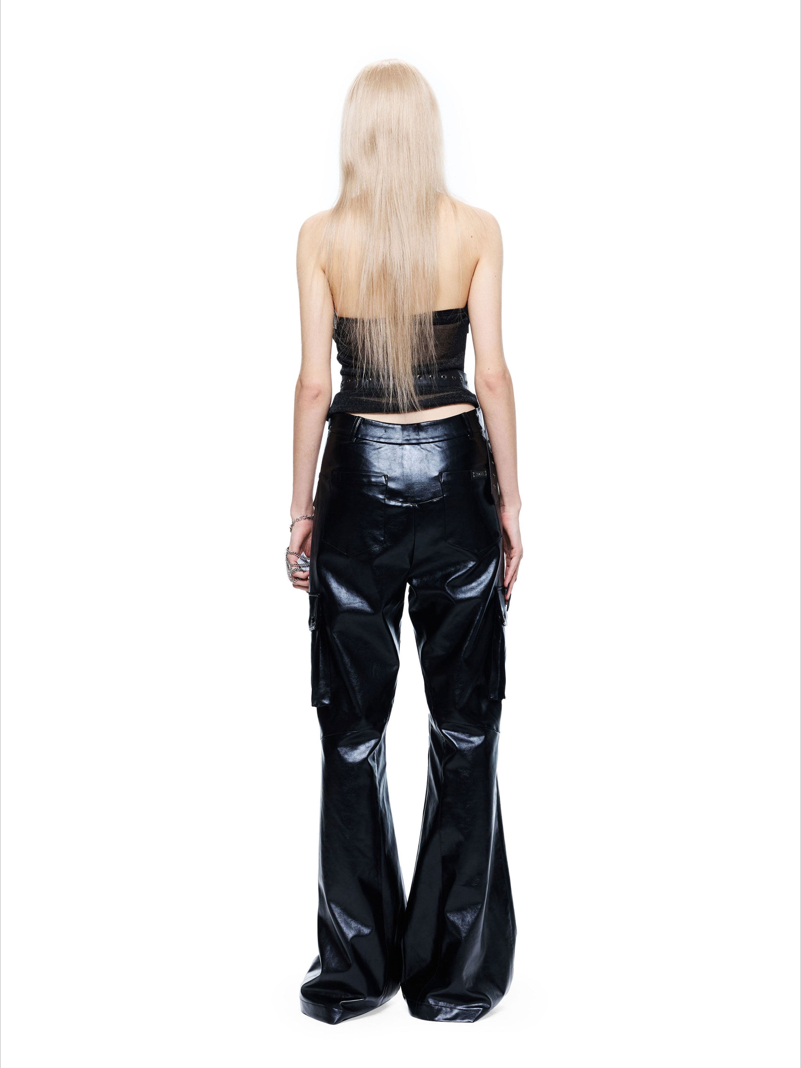 Grunge Oversized Faux Leather Cargo Pants