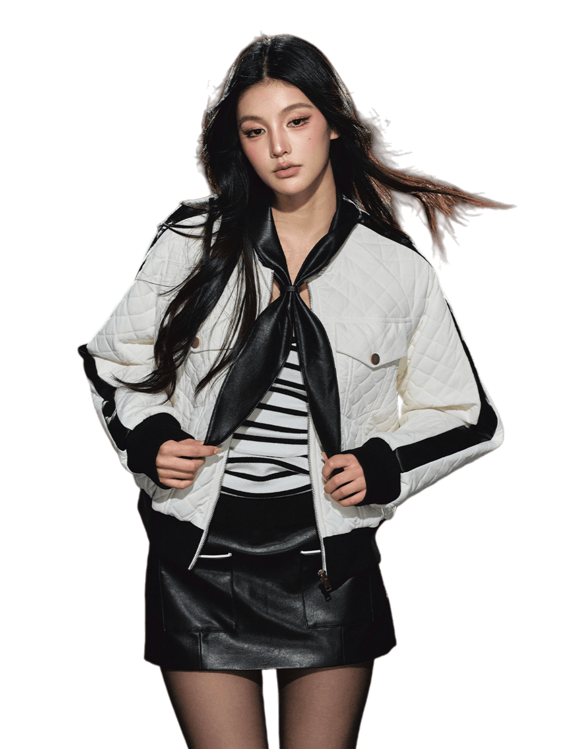 Diamond Quilted Bow-Tie Cotton Padded Jacket