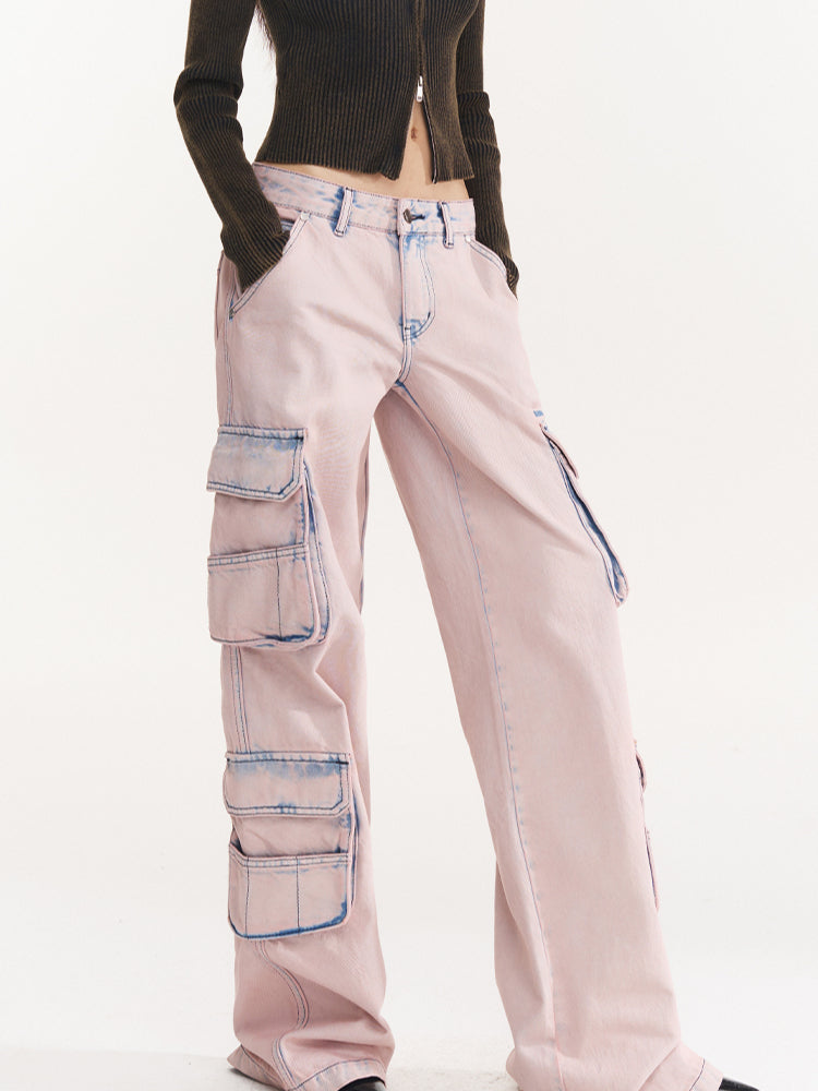 Pink Vintage Washed Cargo Pants