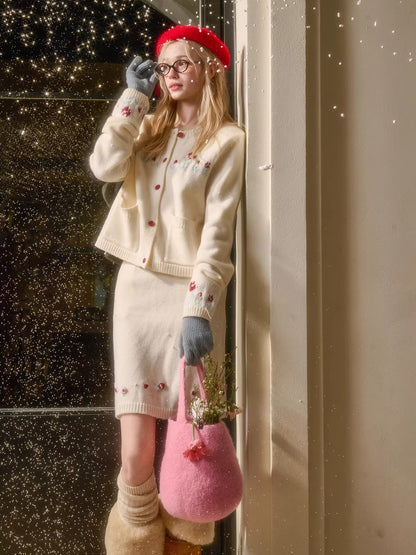 Wool-Blend Embroidered Knit Set