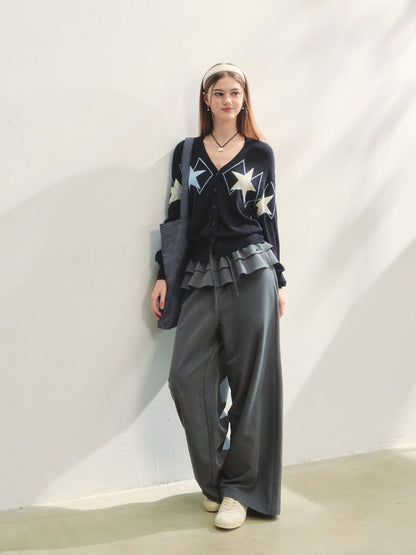 Single-breasted Star Argyle Knit Cardigan - CHINASQUAD