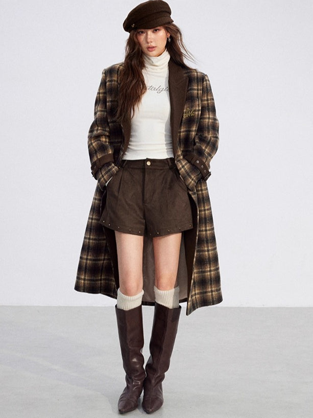 Studded Suede-Look High-Rise Shorts