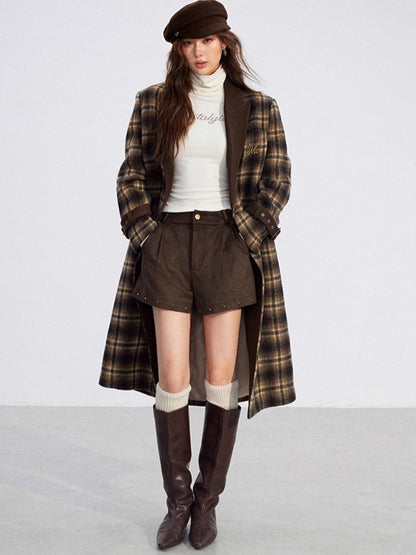 Studded Suede-Look High-Rise Shorts