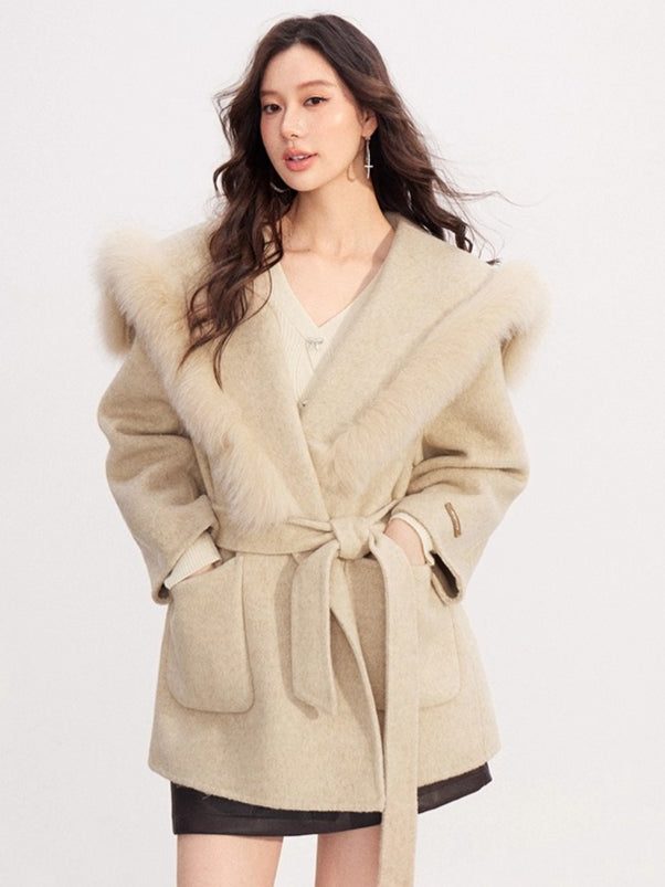 Oversized Wool-Blend Wide-Collar Coat