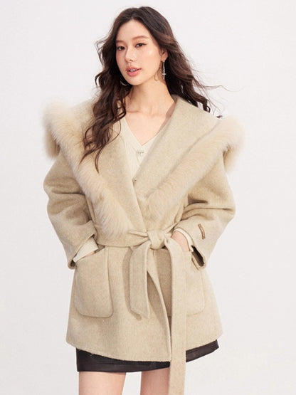 Oversized Wool-Blend Wide-Collar Coat