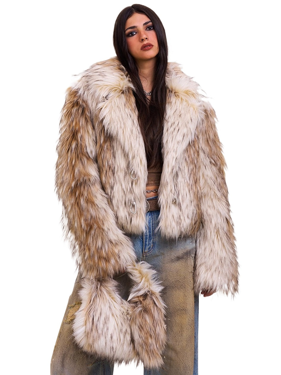 Cross Relic Faux Fur Stone Bag