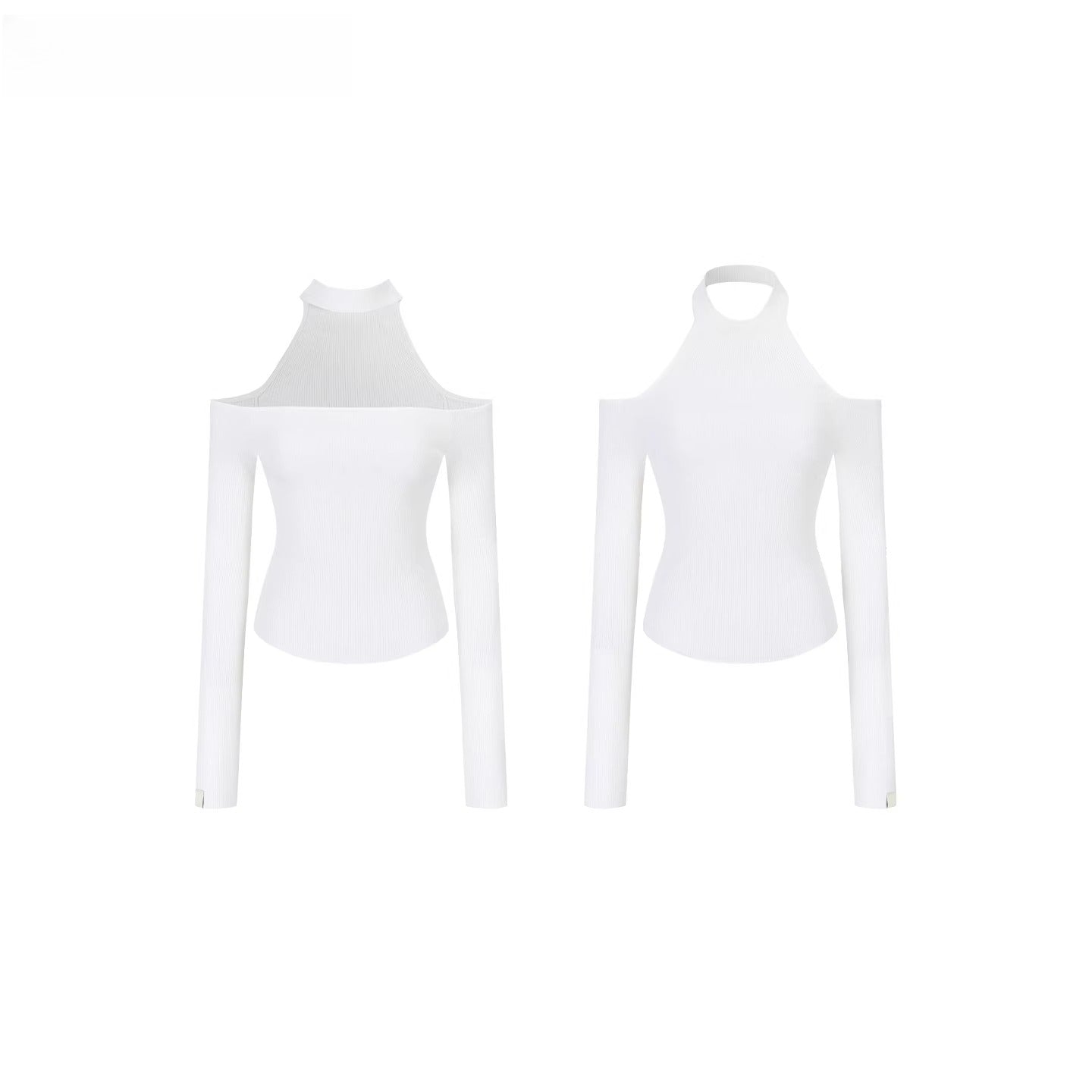 Reversible Cold-Shoulder Knit Turtleneck