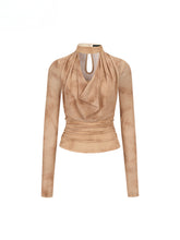 Chain Halter Draped Neck Fitted T-shirt - CHINASQUAD